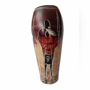 Stone Vase Kenya African War Spears Hand Carved